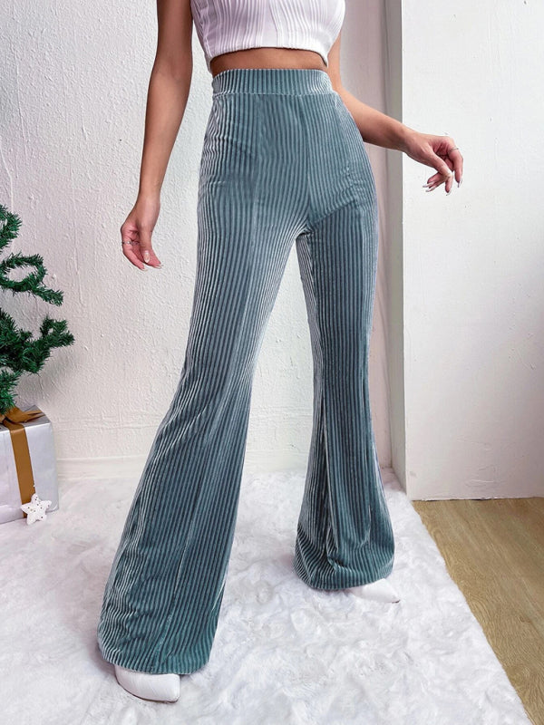 Flared Pants - Corduroy Flared Pants for Women