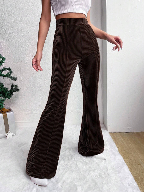 Flared Pants - Corduroy Flared Pants for Women
