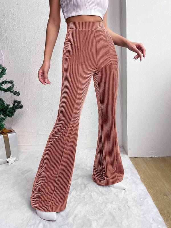 Flared Pants - Corduroy Flared Pants for Women