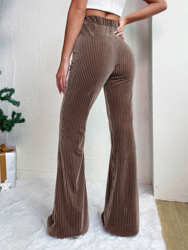 Flared Pants - Corduroy Flared Pants for Women