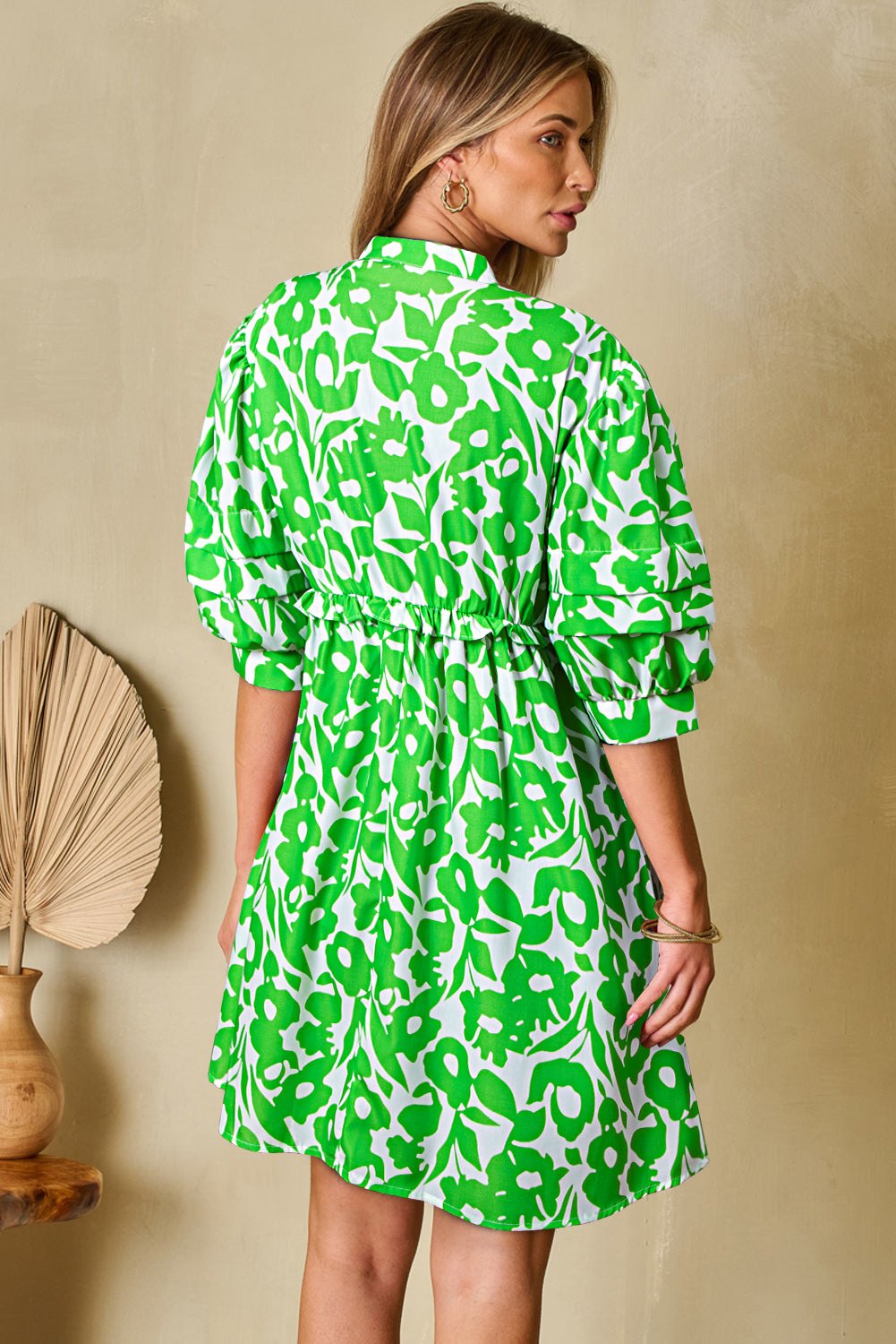 Floral Dresses - Green Floral Casual Summer Dress