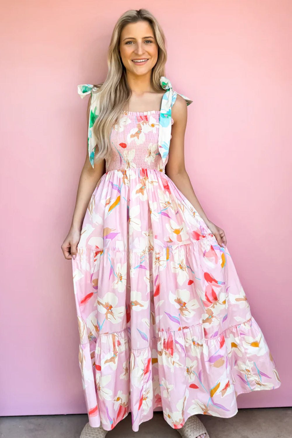 Floral Dresses - Floral Maxi Summer Dress for Women