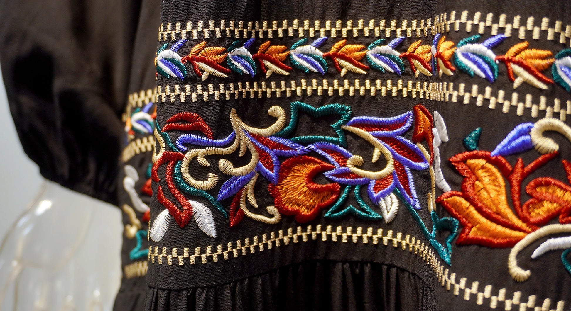 Kaftans - Jastie Embroidered Women Maxi Dress V-Neck Batwing Sleeve Loose Oversize Summer Dresses Drawstring Waist Boho Beach Vestidos