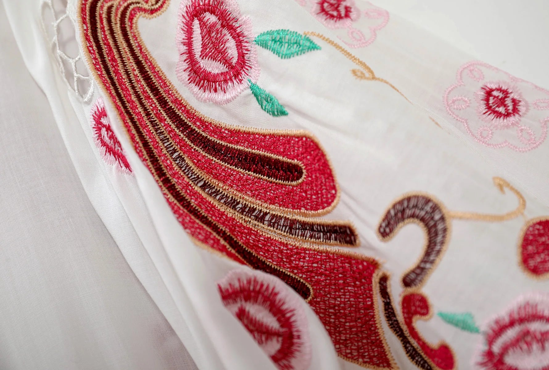 Kaftans - Jastie Embroidered Women Maxi Dress V-Neck Batwing Sleeve Loose Oversize Summer Dresses Drawstring Waist Boho Beach Vestidos