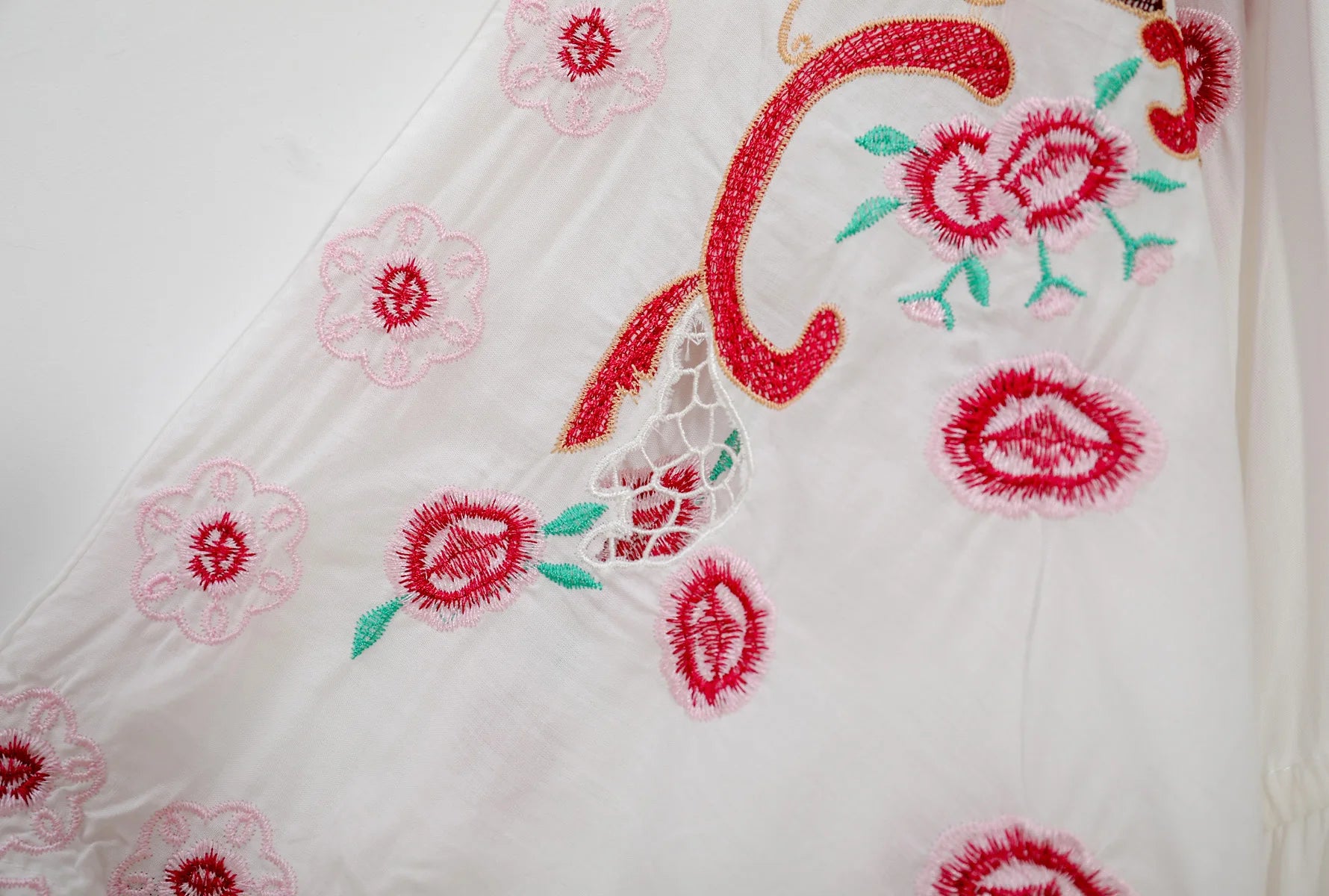 Kaftans - Jastie Embroidered Women Maxi Dress V-Neck Batwing Sleeve Loose Oversize Summer Dresses Drawstring Waist Boho Beach Vestidos