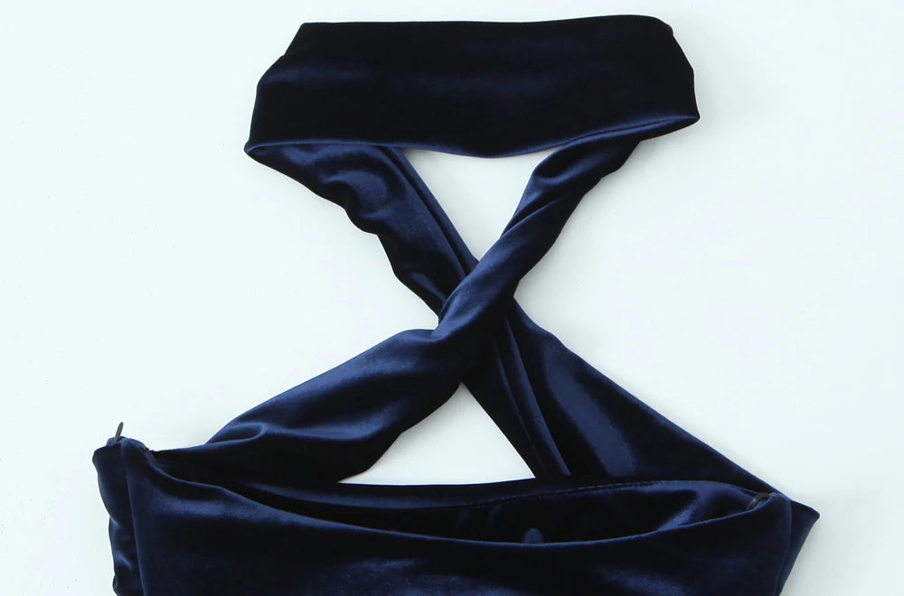 Halter Tops - Velvet Scarf Choker Top