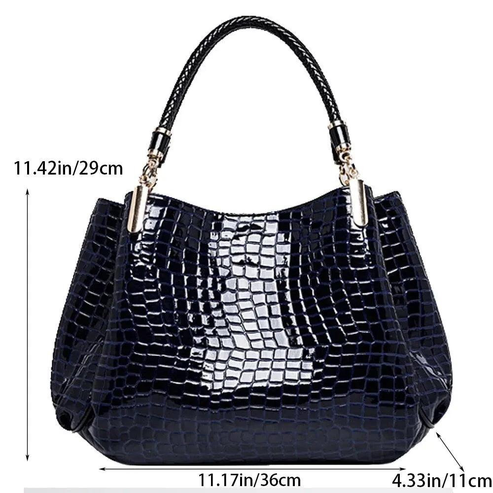 HandBags - Crocodile-Print Faux Leather Handbag for Professionals