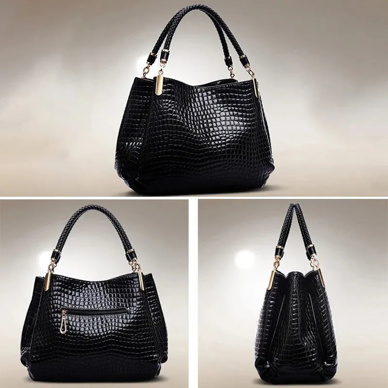 HandBags - Crocodile-Print Faux Leather Handbag for Professionals