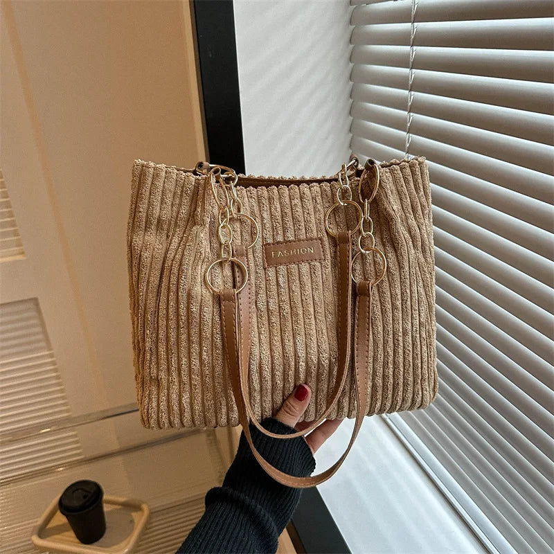 HandBags - Plush Corduroy Handbag Trendy Shoulder Bag