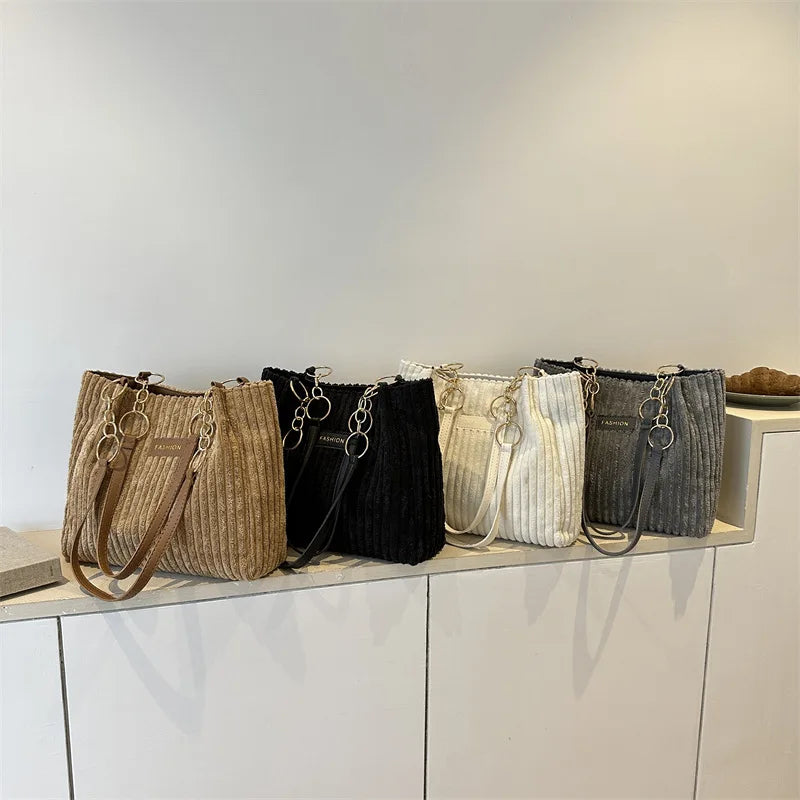 HandBags - Plush Corduroy Handbag Trendy Shoulder Bag