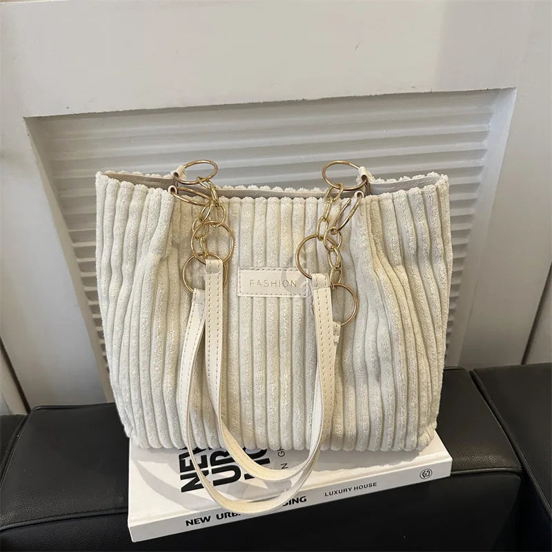 HandBags - Plush Corduroy Handbag Trendy Shoulder Bag