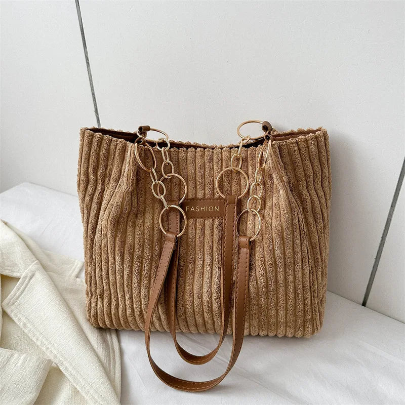 HandBags - Plush Corduroy Handbag Trendy Shoulder Bag
