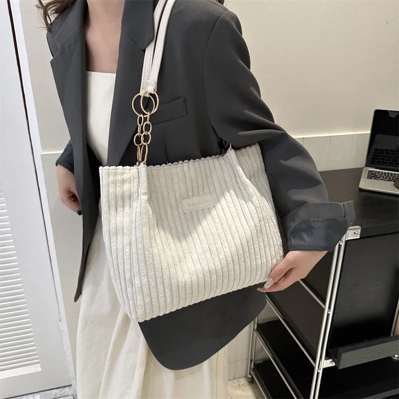 HandBags - Plush Corduroy Handbag Trendy Shoulder Bag
