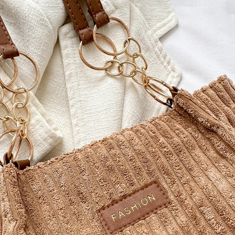HandBags - Plush Corduroy Handbag Trendy Shoulder Bag