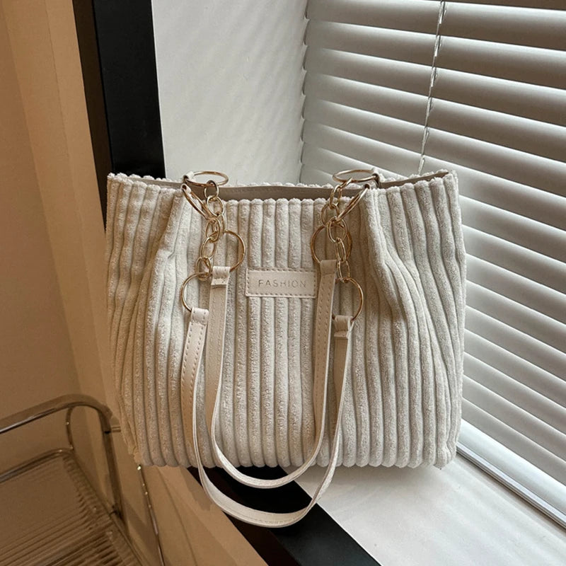 HandBags - Plush Corduroy Handbag Trendy Shoulder Bag