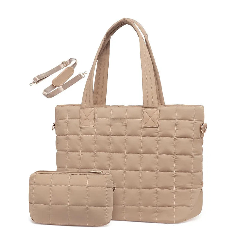 HandBags - Quilted Shoulder Bag and Wallet Set