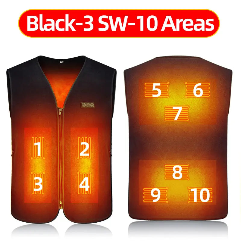 Heating Vests - Unisex 10 Zone Heat Vest – USB Powered Waistcoat in Fleece