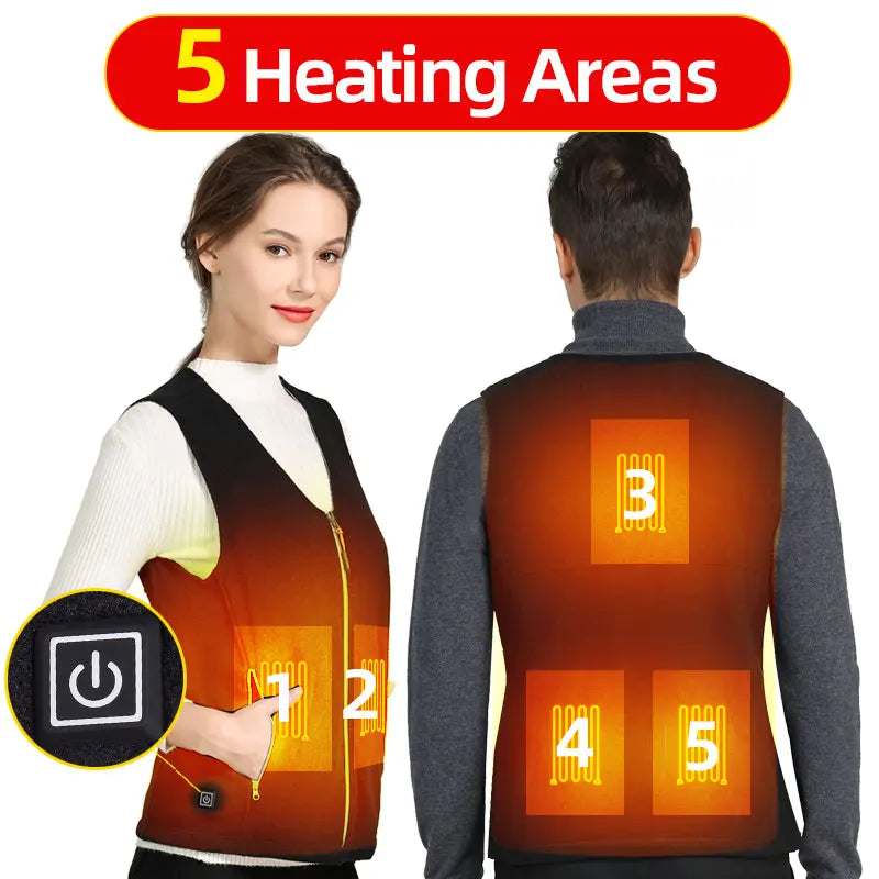 Heating Vests - Unisex 10 Zone Heat Vest – USB Powered Waistcoat in Fleece