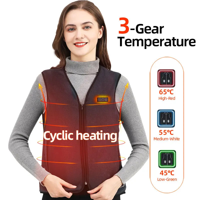 Heating Vests - Unisex 10 Zone Heat Vest – USB Powered Waistcoat in Fleece