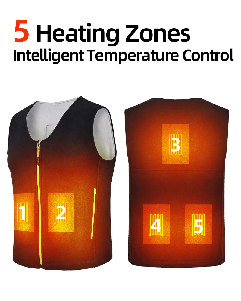 Heating Vests - Unisex 10 Zone Heat Vest – USB Powered Waistcoat in Fleece