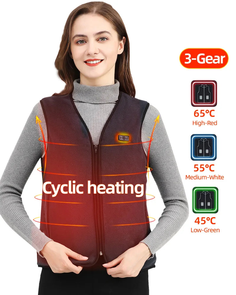 Heating Vests - Unisex 10 Zone Heat Vest – USB Powered Waistcoat in Fleece