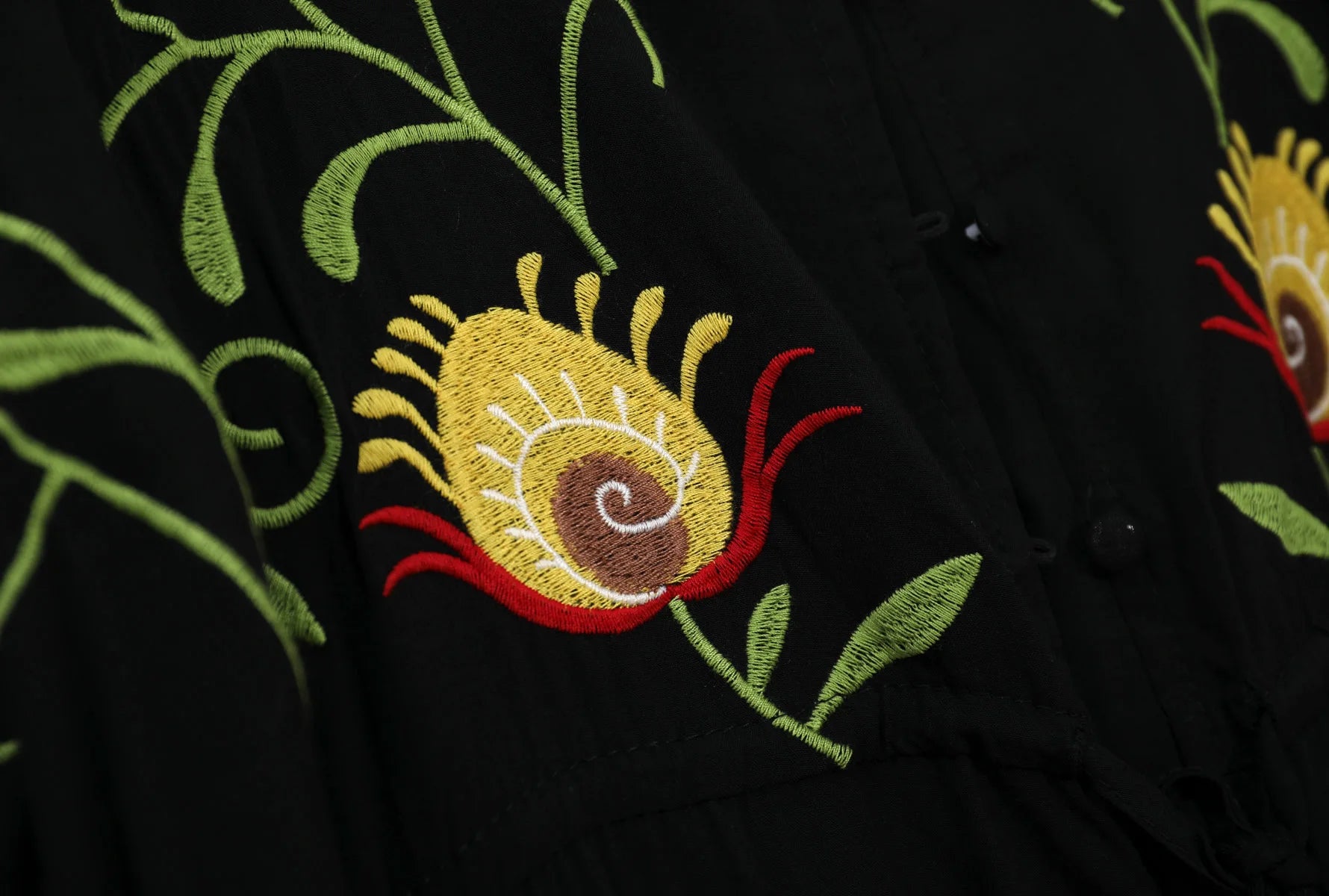 Kaftans - Jastie Embroidered Women Maxi Dress V-Neck Batwing Sleeve Loose Oversize Summer Dresses Drawstring Waist Boho Beach Vestidos