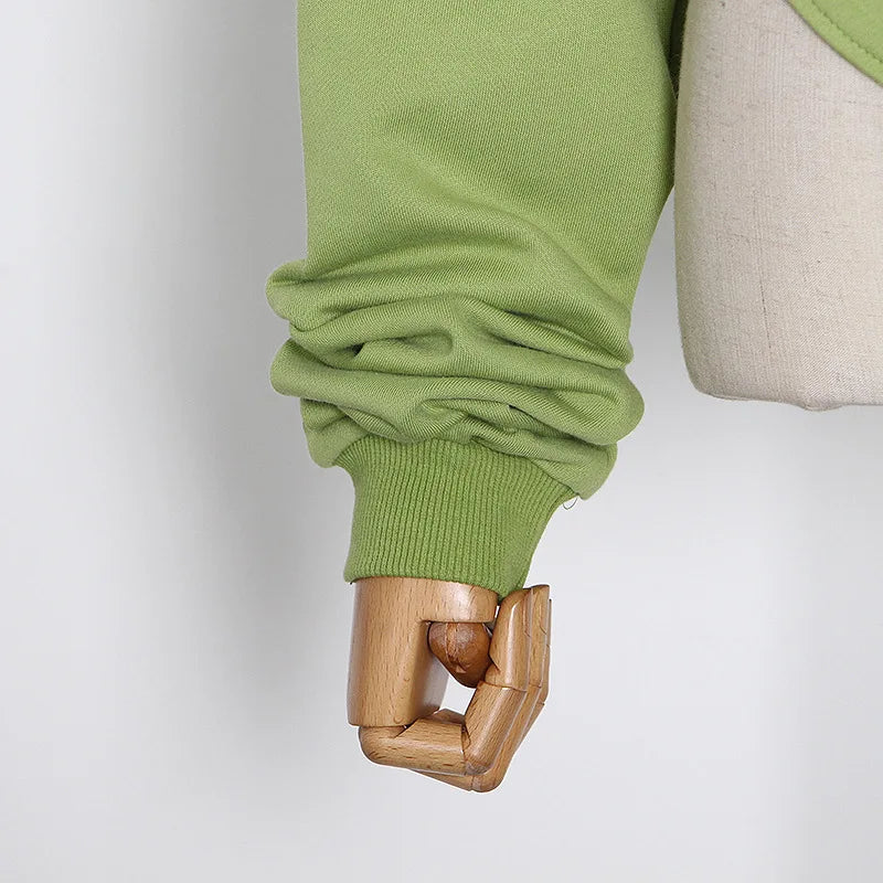 Hoodies - Trendy Green Hoodie with Corset Design for Women