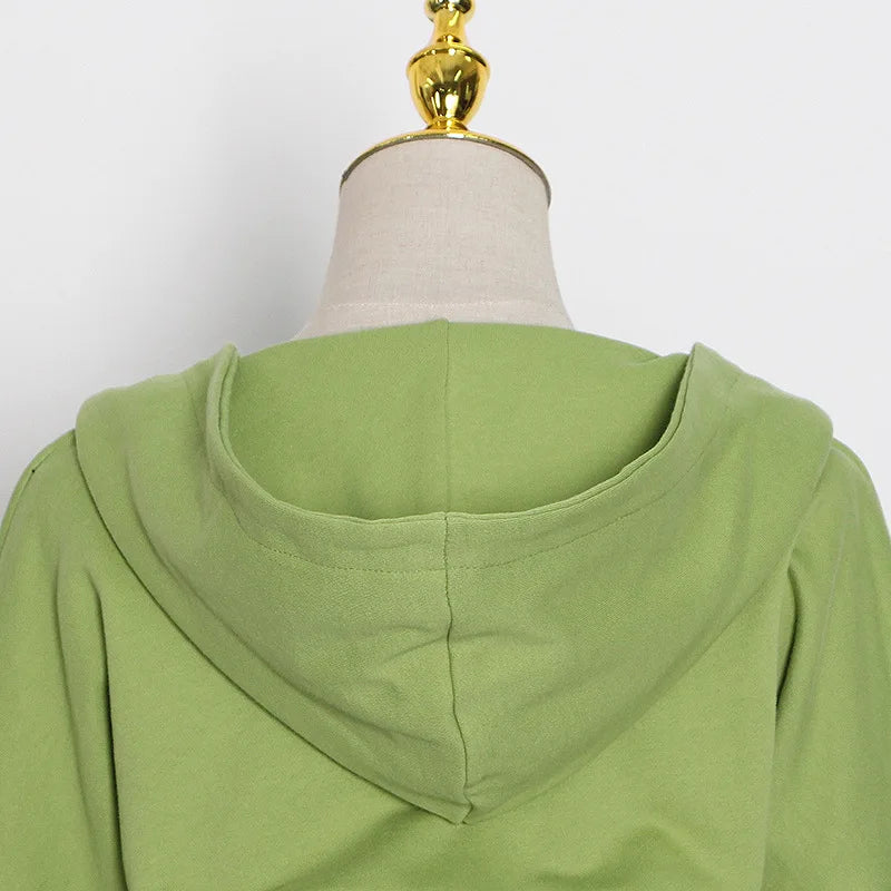 Hoodies - Trendy Green Hoodie with Corset Design for Women