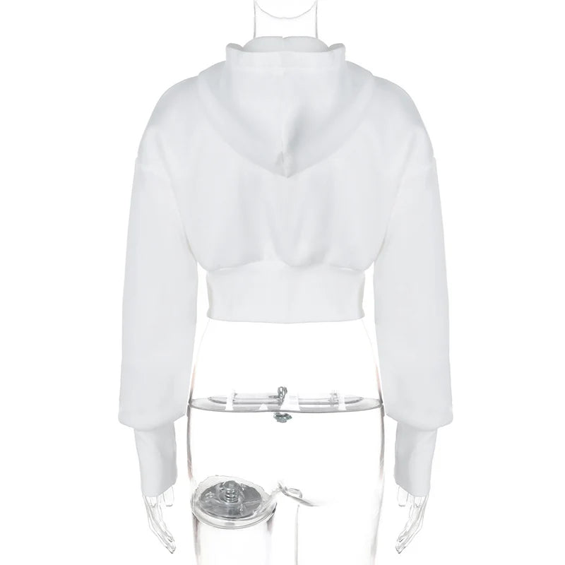 Hoodies - Cropped White Hoodie - Perfect for Any Occasion