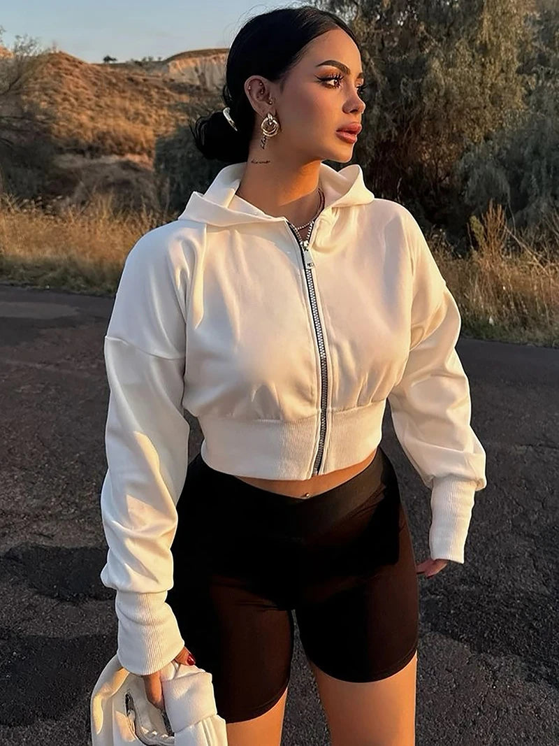 Hoodies - Cropped White Hoodie - Perfect for Any Occasion