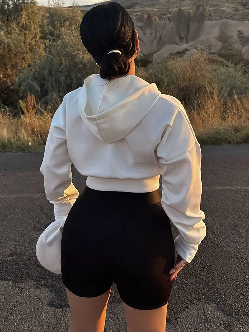 Hoodies - Cropped White Hoodie - Perfect for Any Occasion