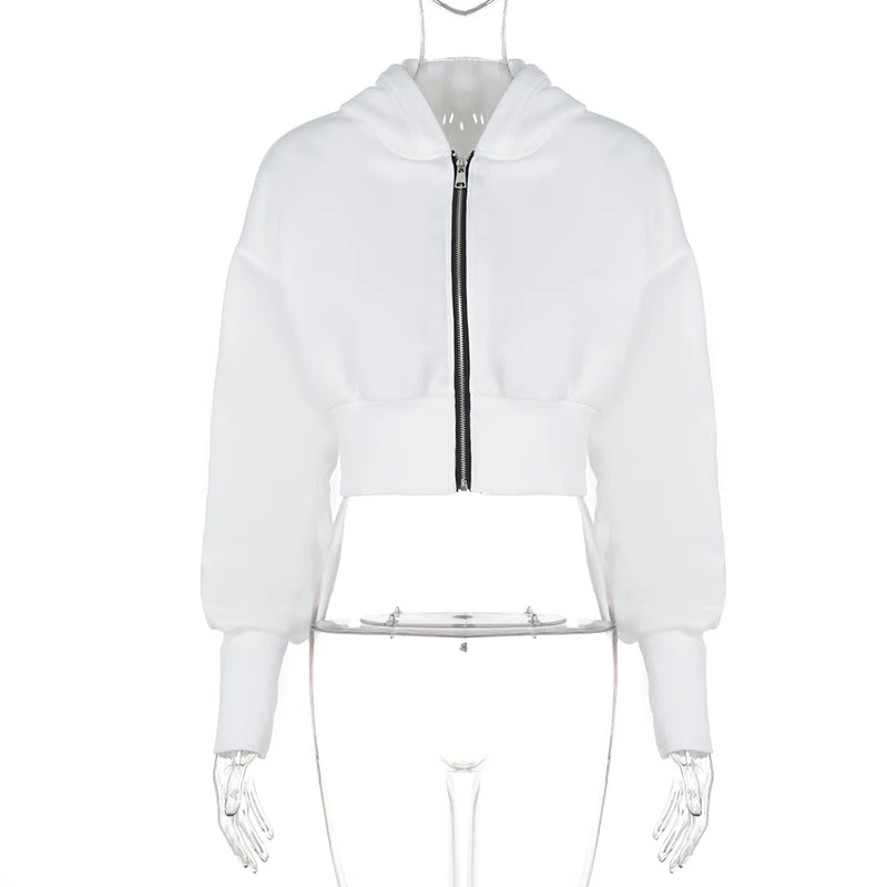 Hoodies - Cropped White Hoodie - Perfect for Any Occasion