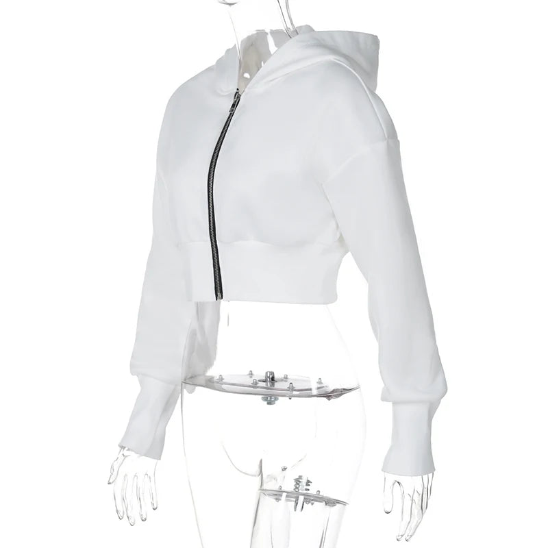Hoodies - Cropped White Hoodie - Perfect for Any Occasion