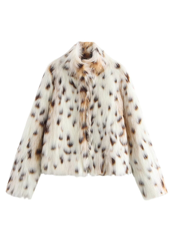 Jackets - Leopard Faux Fur Jacket for Women