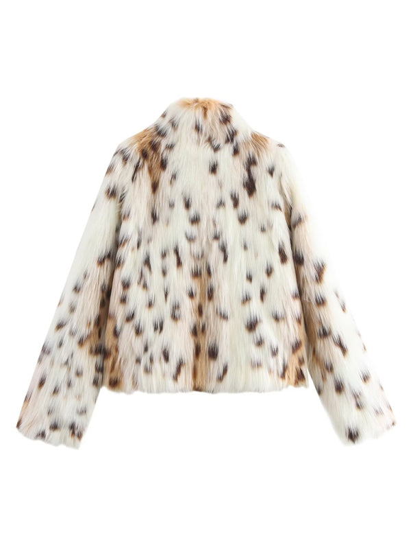 Jackets - Leopard Faux Fur Jacket for Women