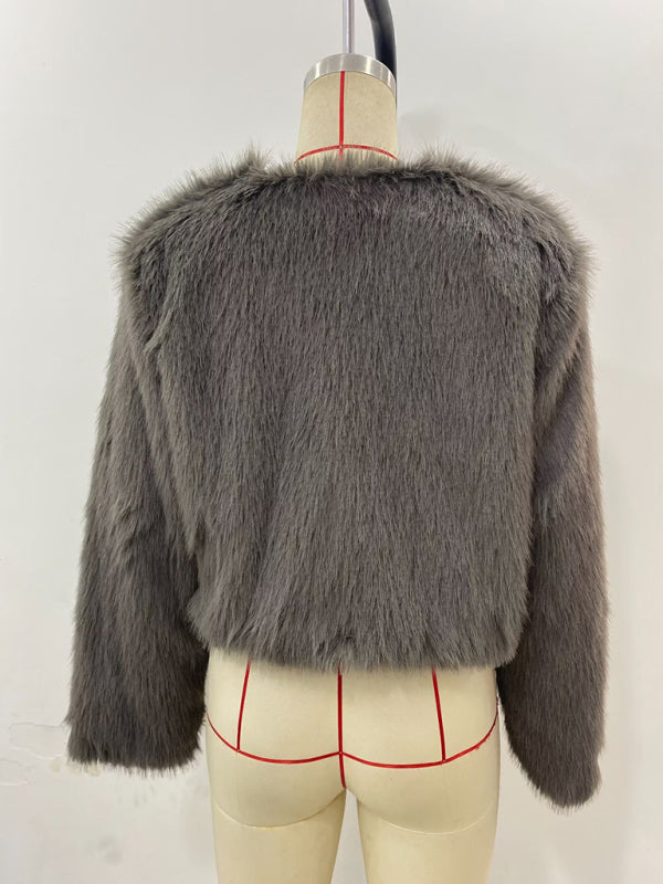 Jackets - Trendy Women's Faux Fur Cropped Jacket