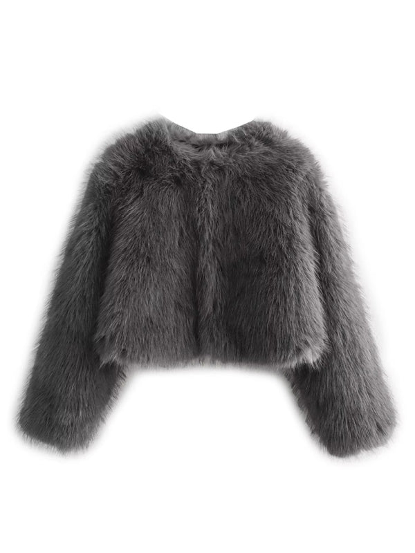 Jackets - Trendy Women's Faux Fur Cropped Jacket