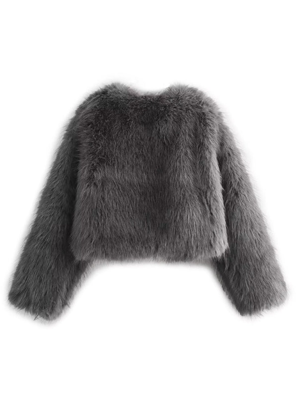 Jackets - Trendy Women's Faux Fur Cropped Jacket
