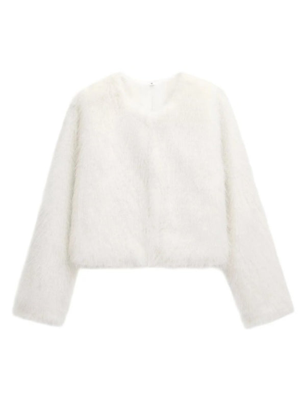 Jackets - Trendy Women's Faux Fur Cropped Jacket