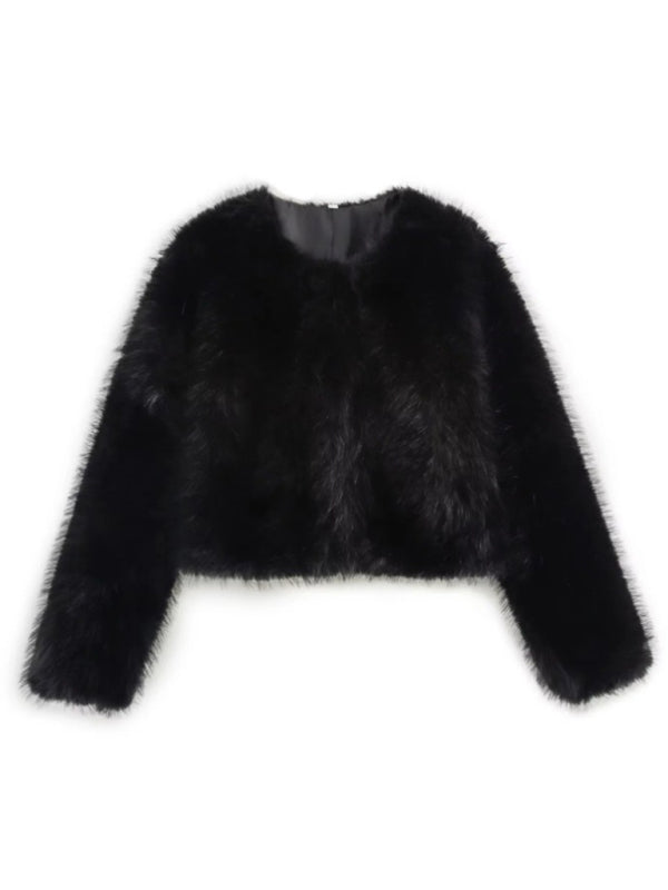 Jackets - Trendy Women's Faux Fur Cropped Jacket
