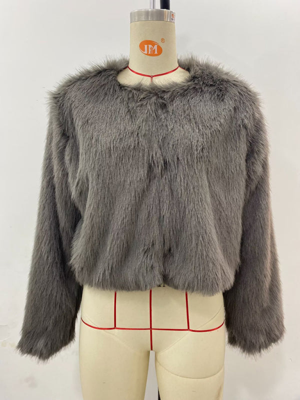 Jackets - Trendy Women's Faux Fur Cropped Jacket