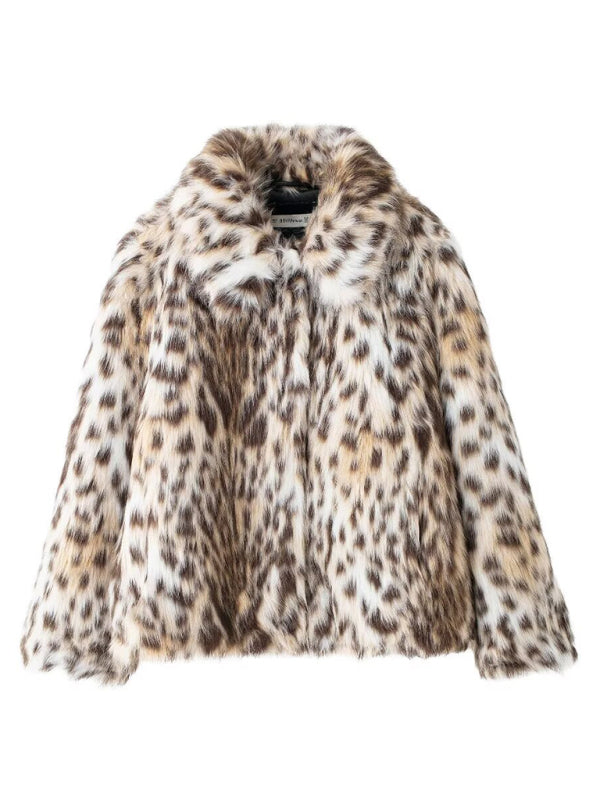 Jackets - Women's Trendy Leopard Faux Fur Jacket - Must-Have Outerwear