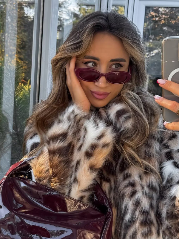 Jackets - Women's Trendy Leopard Faux Fur Jacket - Must-Have Outerwear