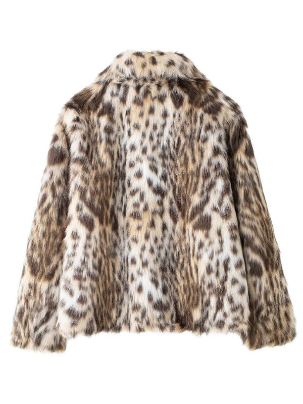 Jackets - Women's Trendy Leopard Faux Fur Jacket - Must-Have Outerwear