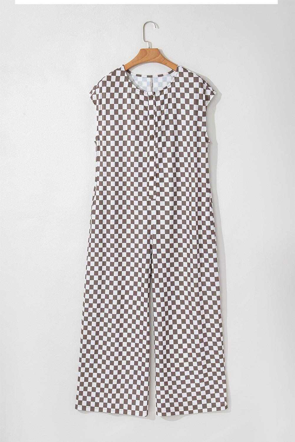 Jumpsuits & Rompers - Checkered Wide-Leg Jumpsuit