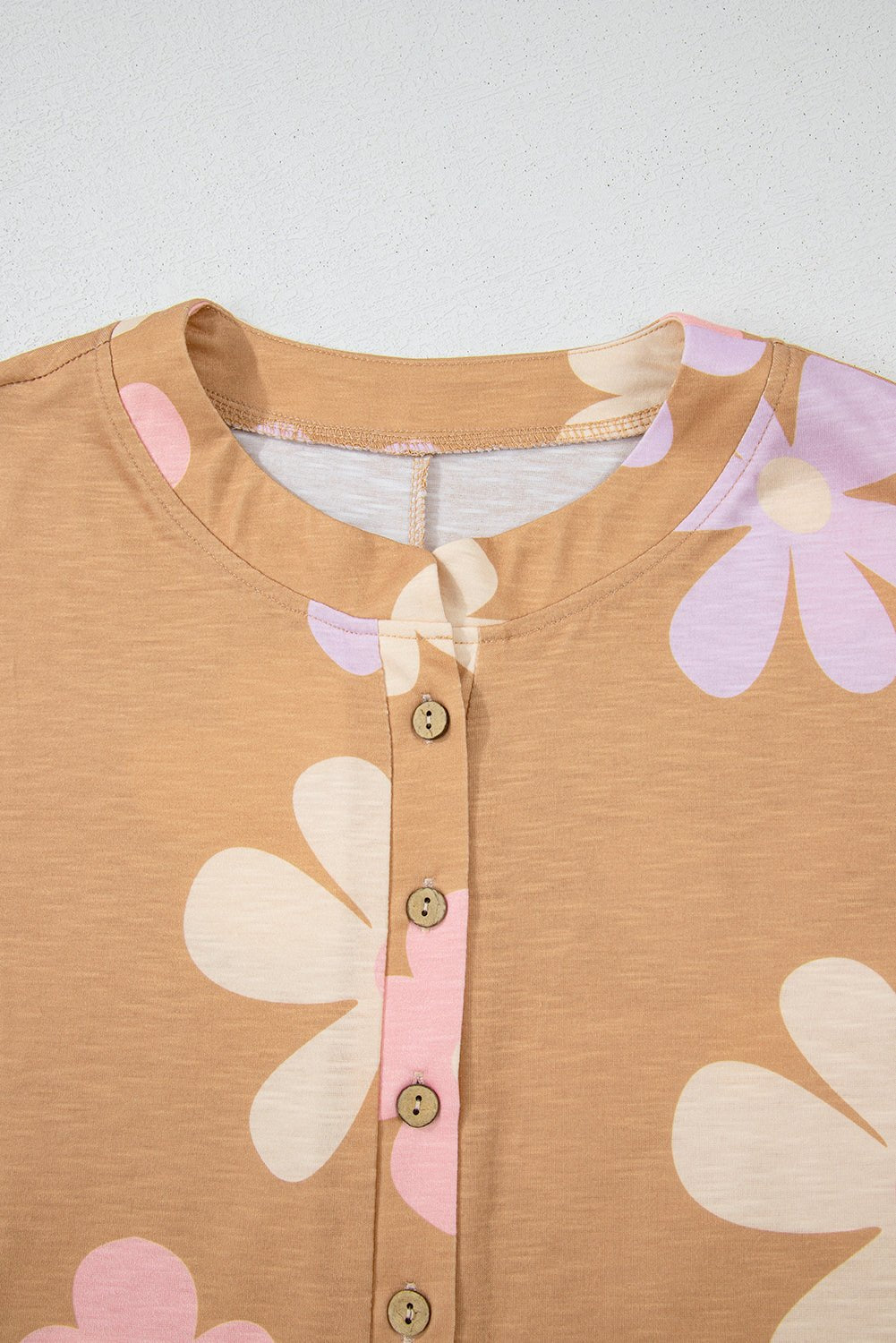 Jumpsuits & Rompers - Floral Buttoned Jumpsuit - Casual Wide-Leg Outfit for Women