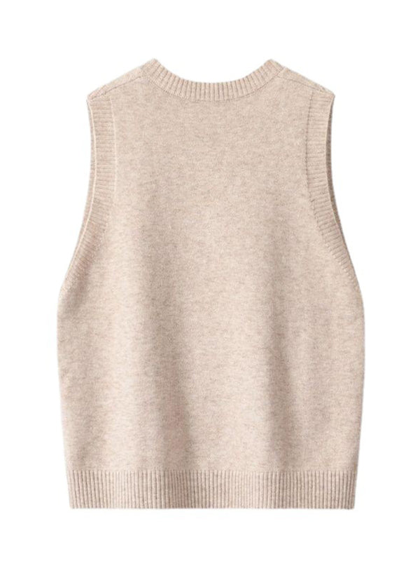 Knit Vests - Women's Side-Button Vest Casual Knit Layer