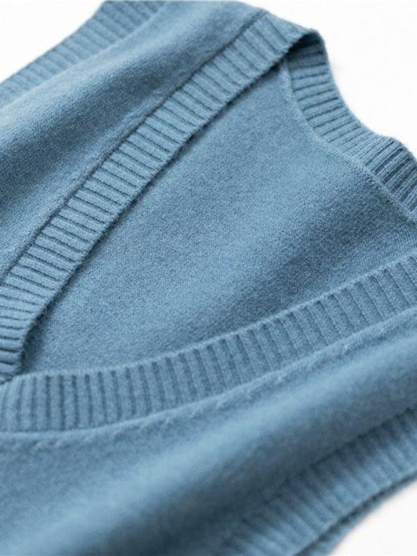 Knit Vests - Women's Side-Button Vest Casual Knit Layer