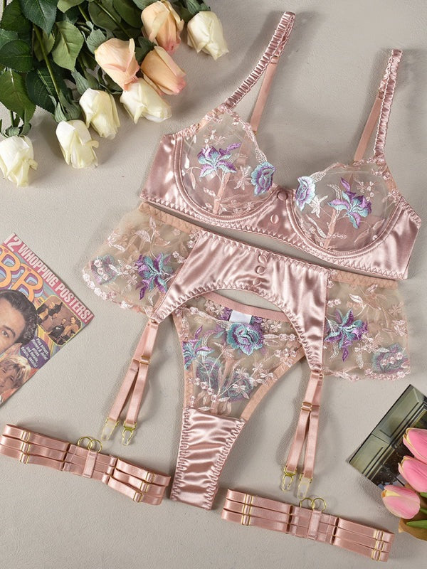 Lingerie - Elegant Bridal Silk Lingerie with Garters