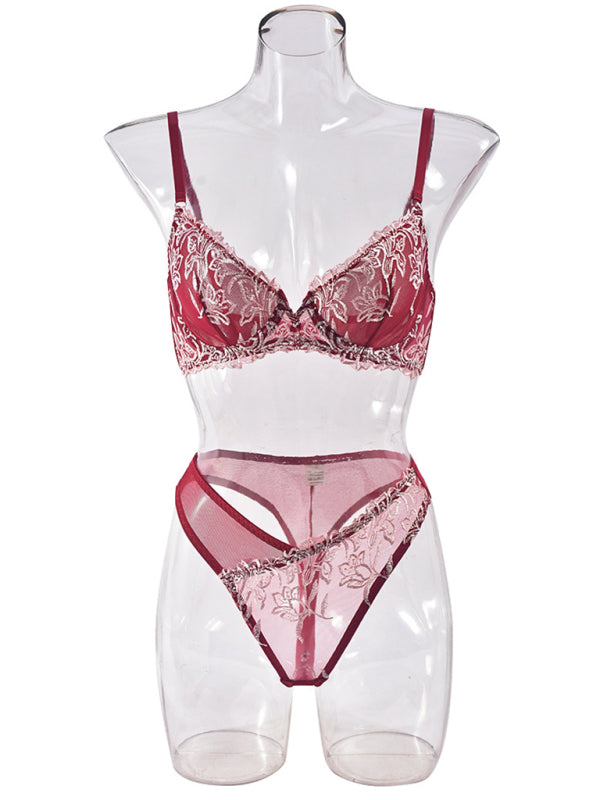 Lingerie - Floral Lace Push-Up Lingerie Set for Romantic Celebrations